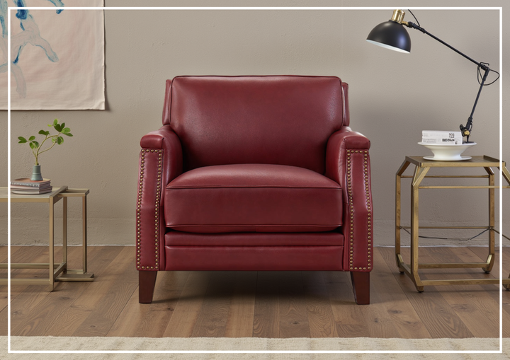 Hydeline Camano Leather Chair With Nail-Head Finish