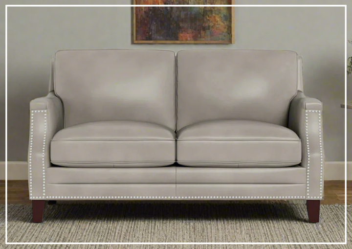 Hydeline Camano Leather Loveseat With Nail-Head Finish