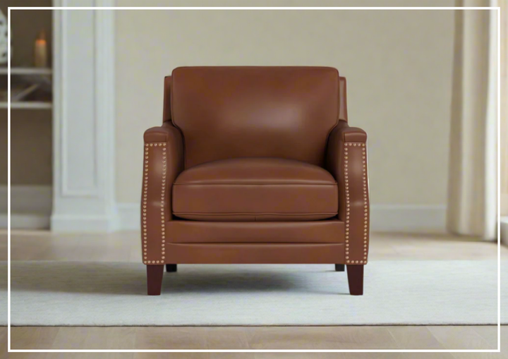 Hydeline Camano Leather Chair With Nail-Head Finish