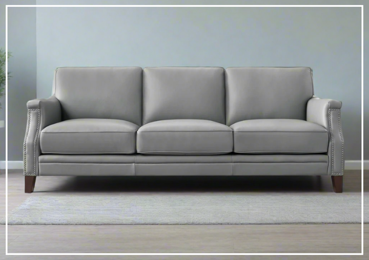 Hydeline Camano Leather Sofa With Nail-Head Finish