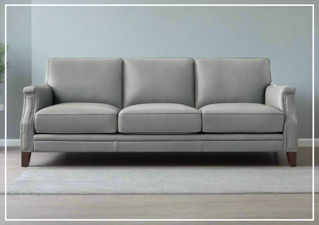 Hydeline Camano Leather Sofa With Nail-Head Finish