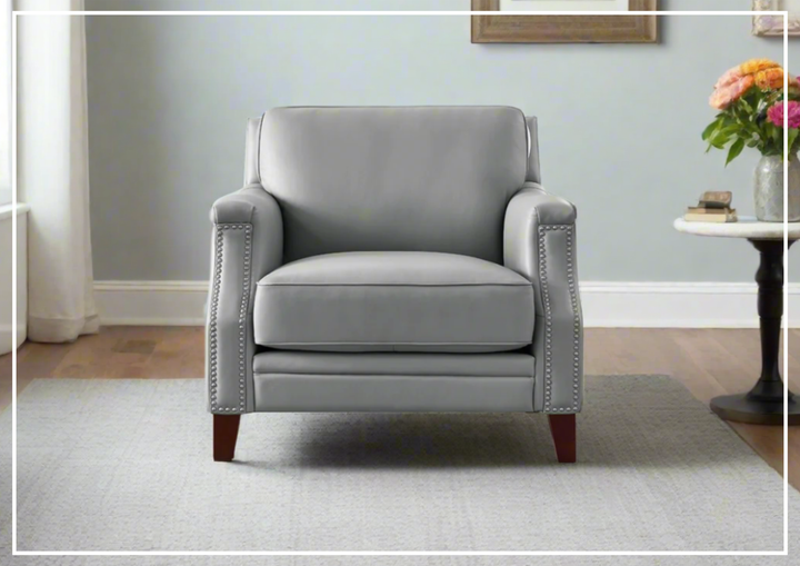 Hydeline Camano Leather Chair With Nail-Head Finish