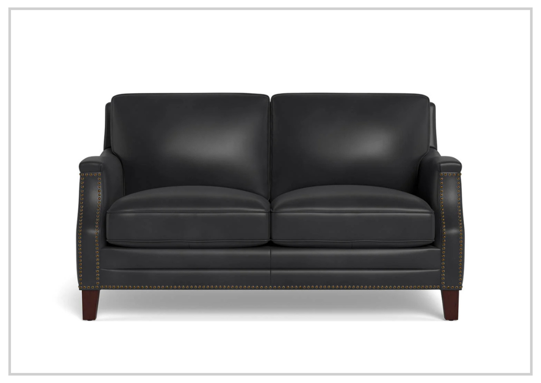Hydeline Camano Leather Loveseat With Nail-Head Finish