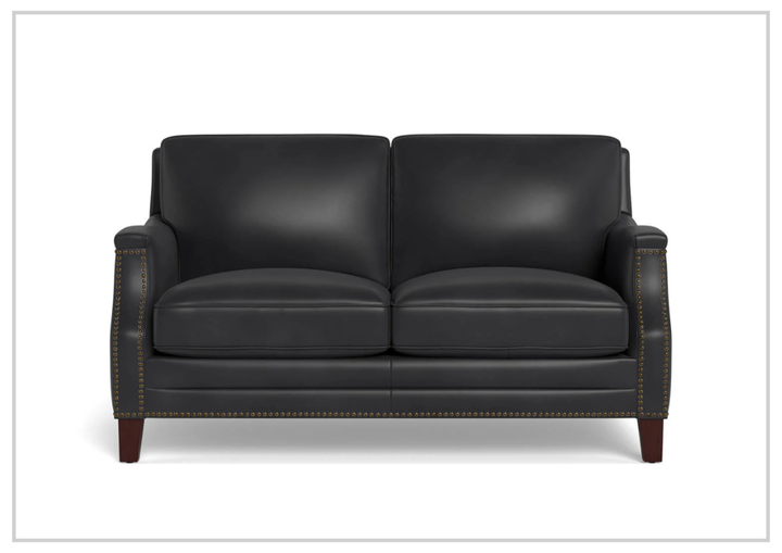 Hydeline Camano Leather Loveseat With Nail-Head Finish