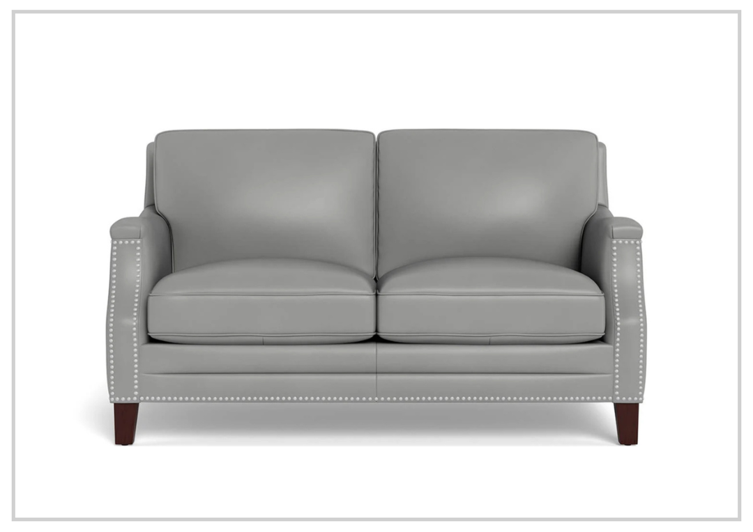 Hydeline Camano Leather Loveseat With Nail-Head Finish