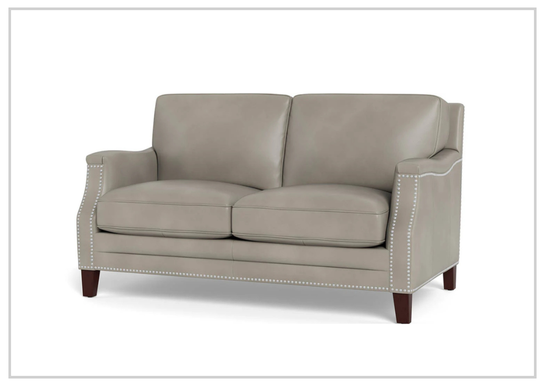 Hydeline Camano Leather Loveseat With Nail-Head Finish