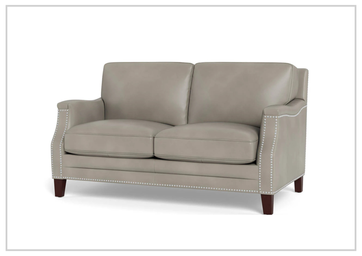 Hydeline Camano Leather Loveseat With Nail-Head Finish