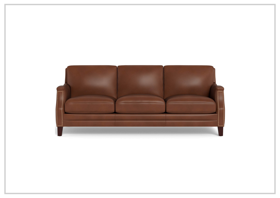 Hydeline Camano Leather Sofa With Nail-Head Finish