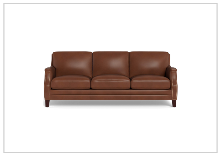 Hydeline Camano Leather Sofa With Nail-Head Finish