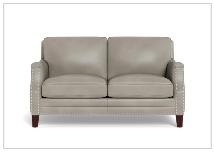 Hydeline Camano Leather Loveseat With Nail-Head Finish