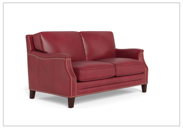 Hydeline Camano Leather Loveseat With Nail-Head Finish