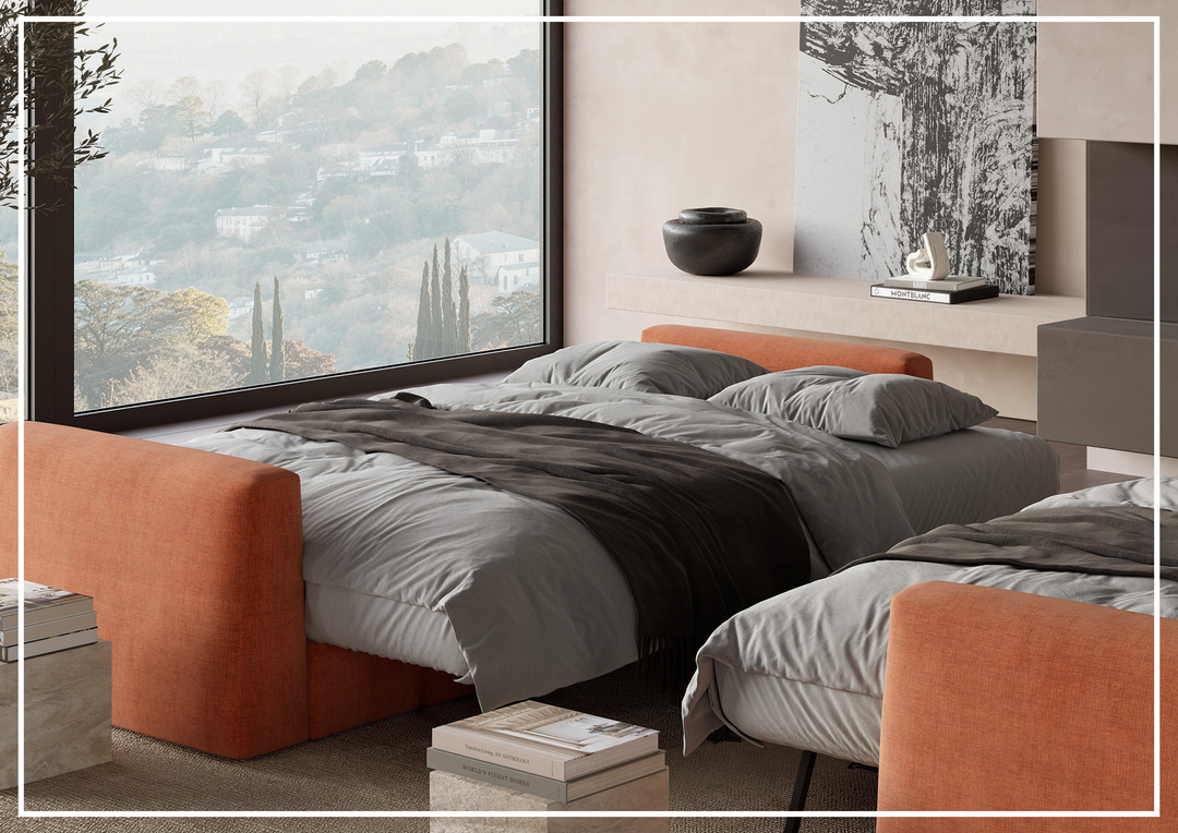 Innovation Living Cone 2-Seater Fabric Sleeper Sofa With Integrated Storage-Jennihome