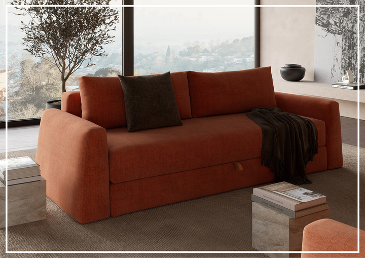 Innovation Living Cone 2-Seater Fabric Sleeper Sofa With Integrated Storage-Jennihome