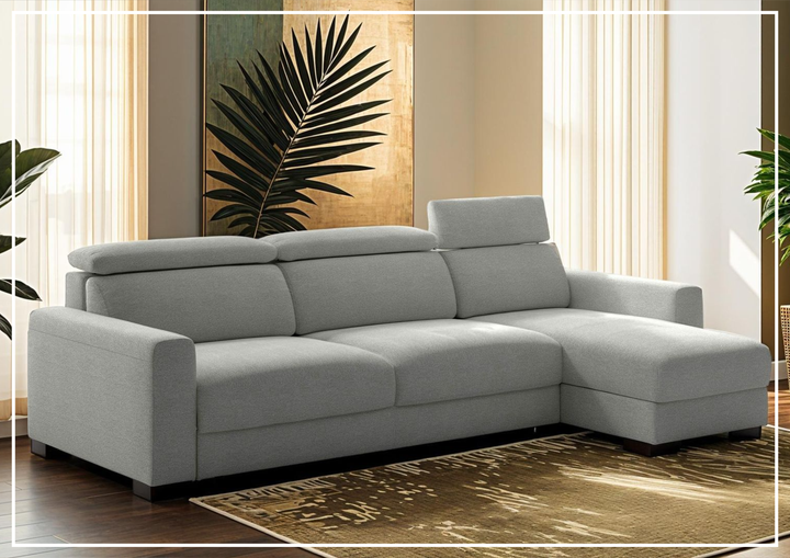 Luonto Elliot Fabric King or Queen Sectional Sofa Sleeper With Reversible Chaise-Jennihome