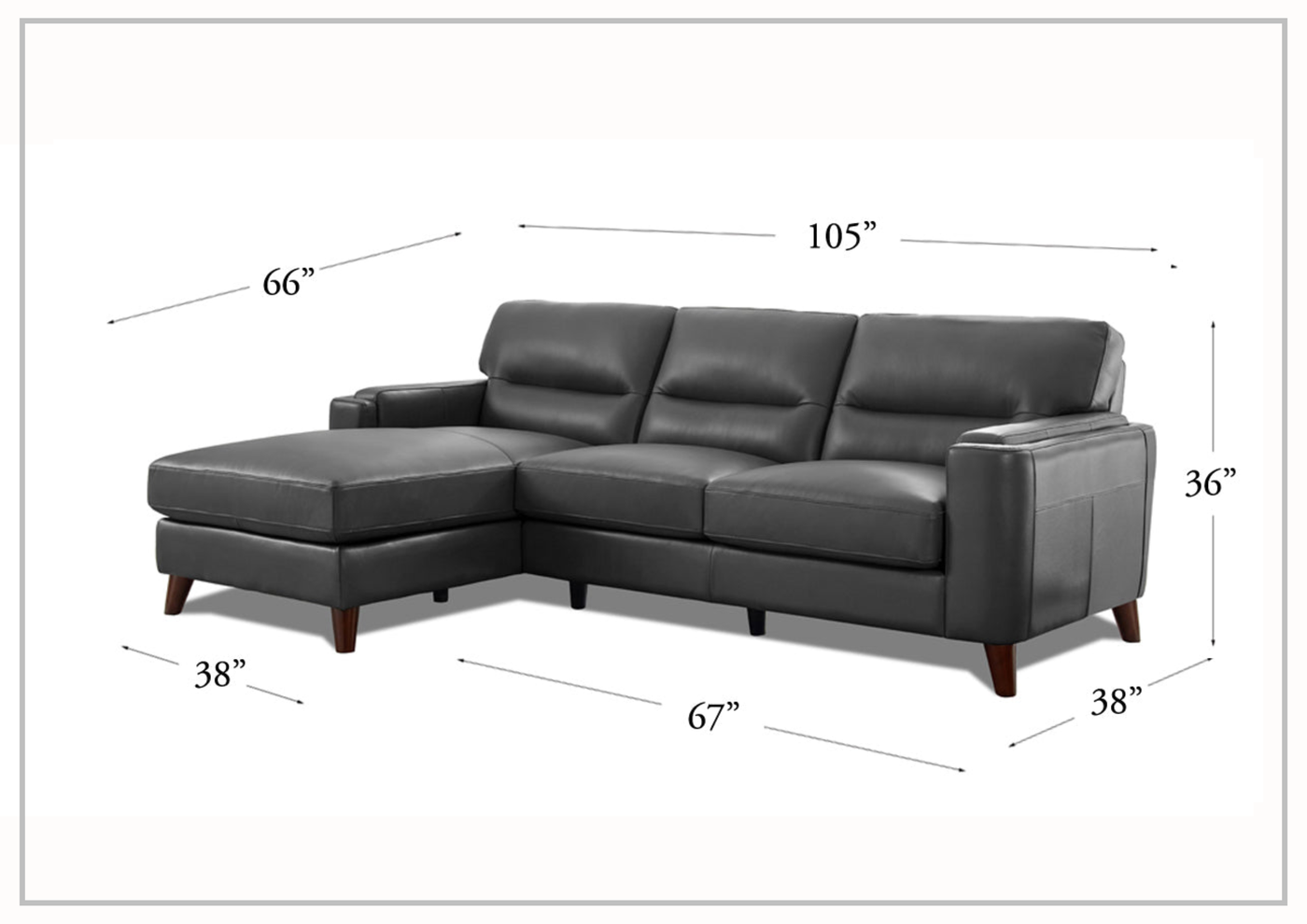 Elm L-Shape 3-Seater Leather Sectional Sofa with Modern Design-Jennihome