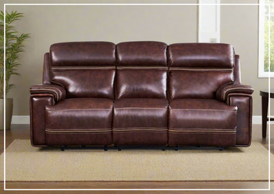 Gio Italia Fabiano 3-Seater Leather Power Reclining Sofa in Brown-Jennihome