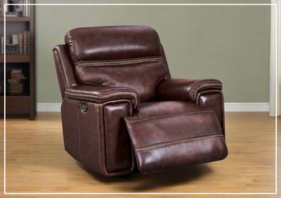 Gio Italia Fabiano Leather Power Reclining Chair in Brown-Jennihome