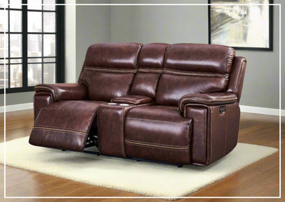 Gio Italia Fabiano 2-Seater Leather Power Reclining Sofa in Brown-Jennihome