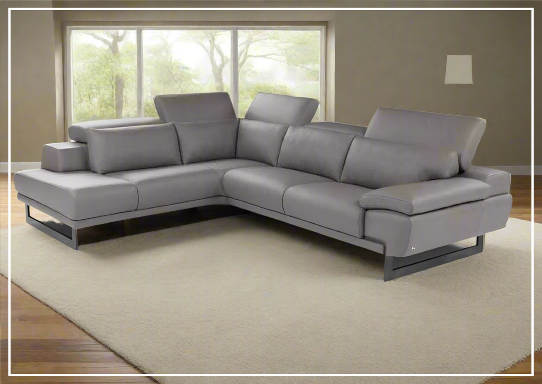 Nicoletti Italia Jersey Chaise Sectional Sofa With Adjustable Headrest