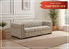 Callas Queen Sleeper Sofa | Gray Leather | Button Tufts | Digio Leather