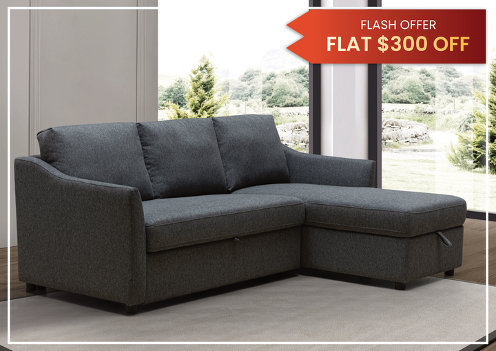 Merax Full Sleeper Sectional Sofa | Leather and Fabric | Reversible Chaise | Gio Italia