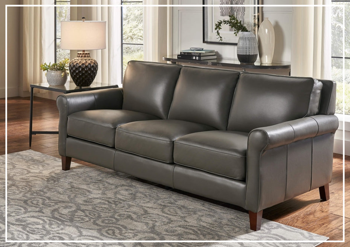 Laguna 3-Seater Leather Sofa with Elegant Rolled Arms