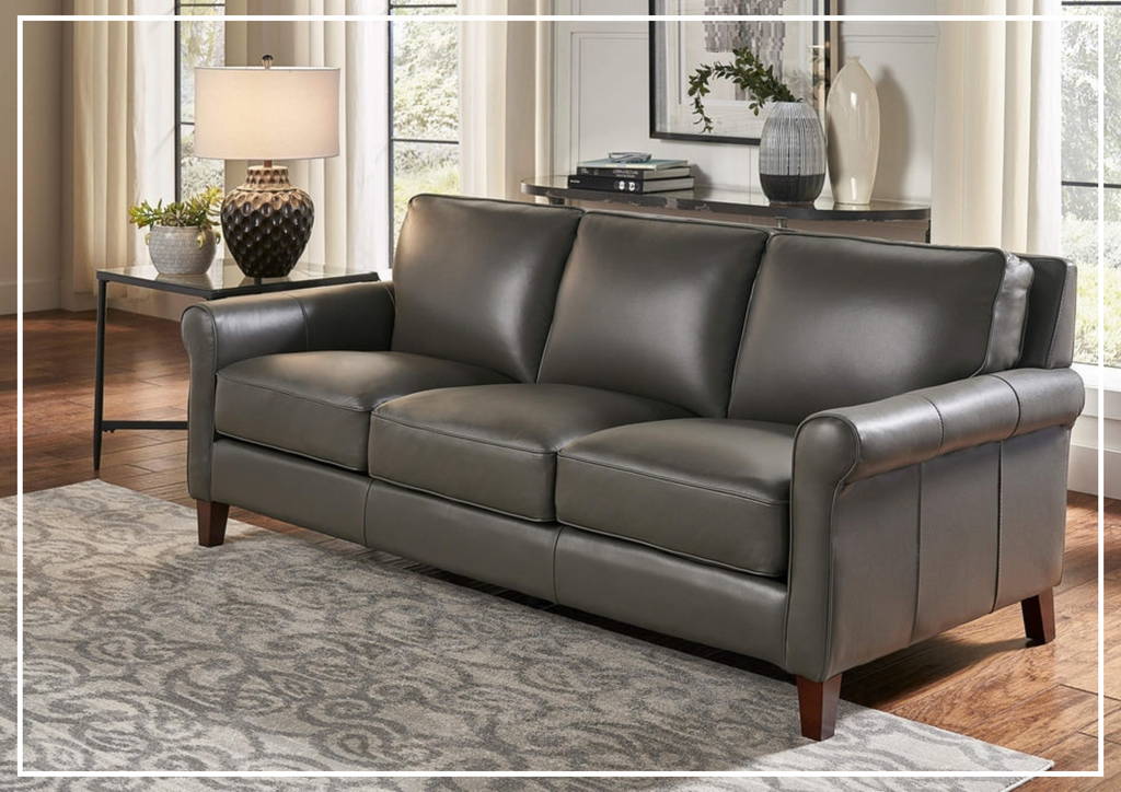 Laguna 3-Seater Leather Sofa with Elegant Rolled Arms