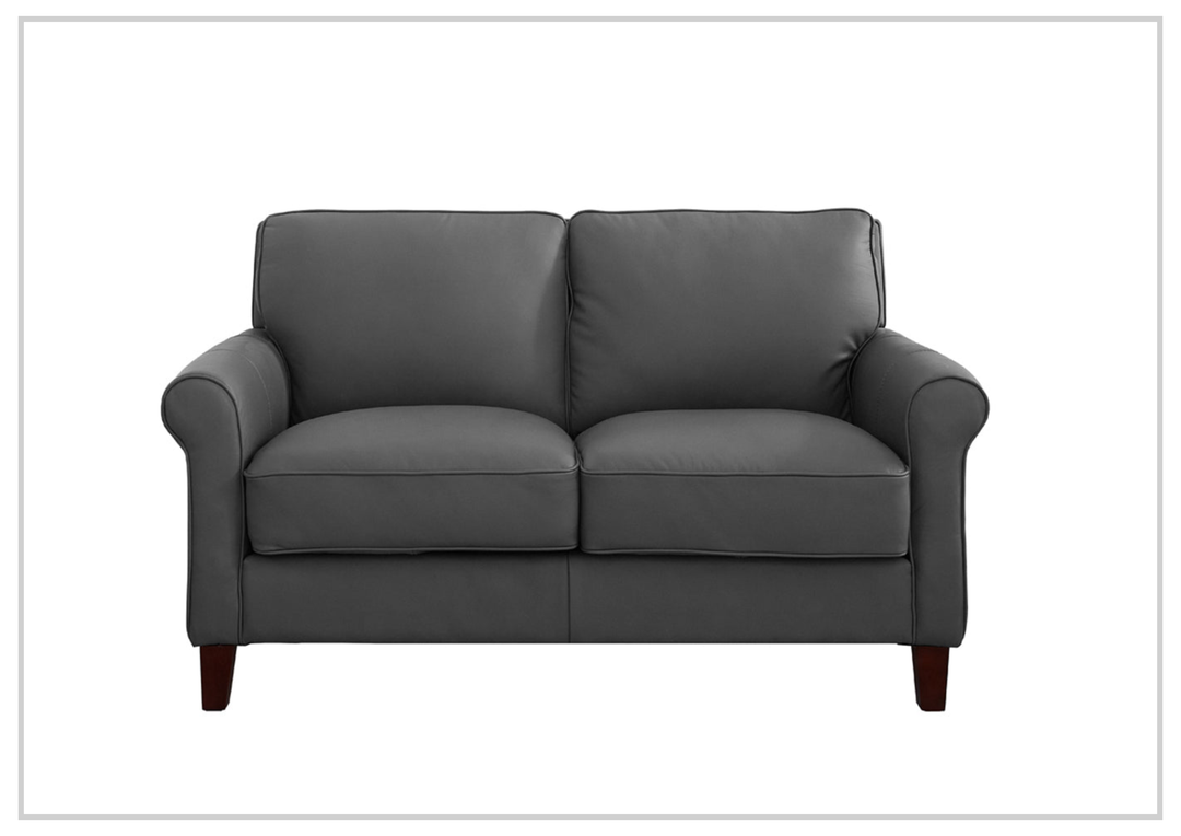 Laguna 2-Seater Leather Loveseat with Elegant Rolled Arms