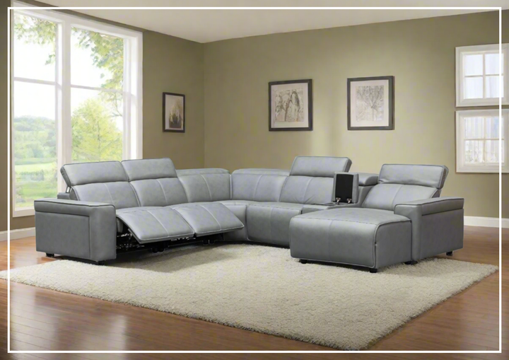 Klaussner Leonardo 6-Piece Power Recliner Sectional Sofa with Storage