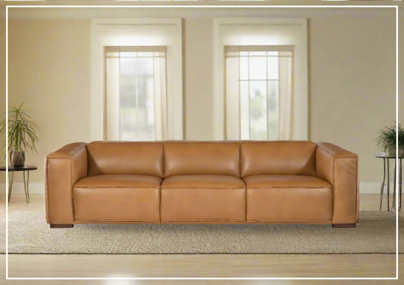 Hooker Furniture Maria 3-Seater Leather Sofa in Clay Brown-Jennihome