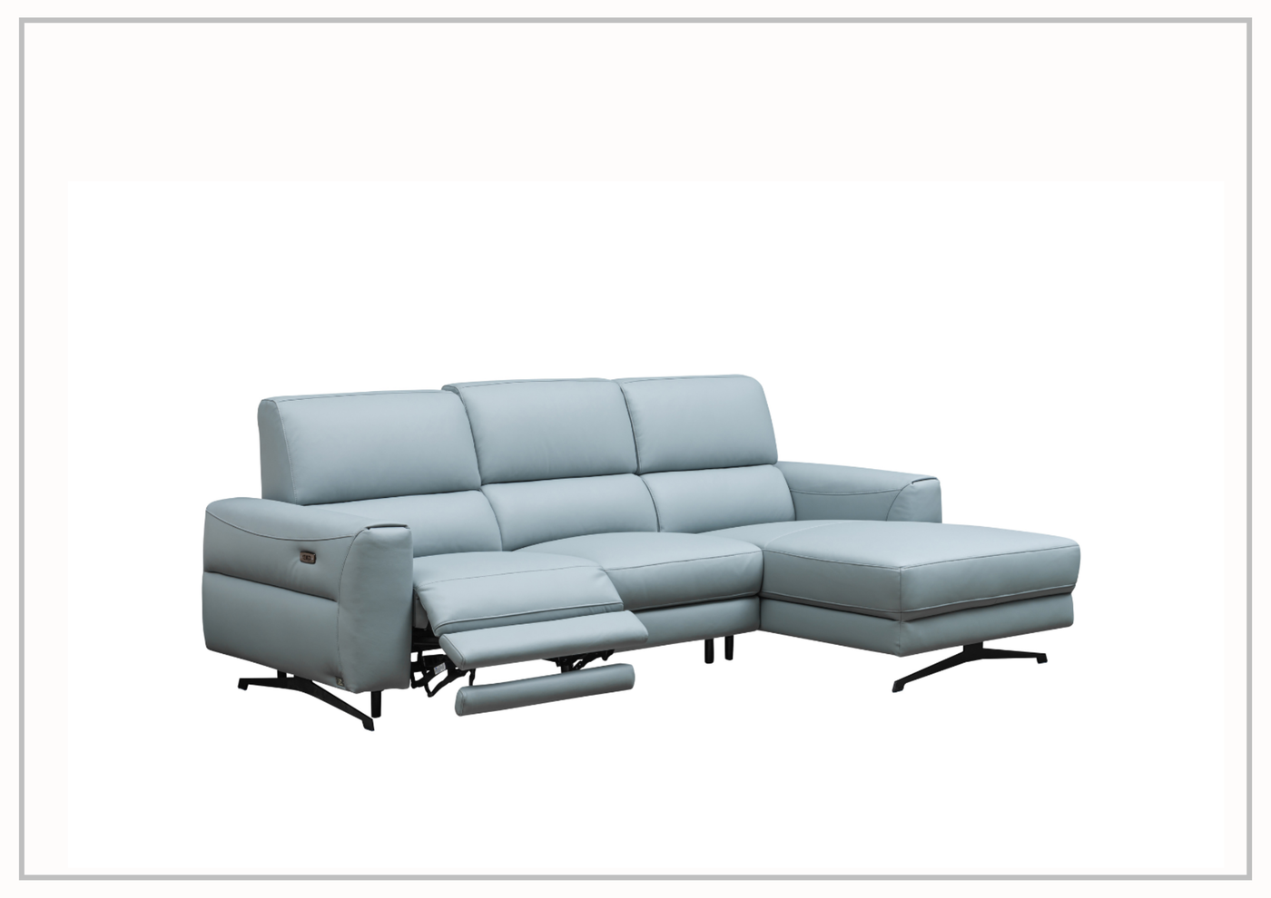 Klaussner Milano Blue Power Reclining Sectional Sofa with Adjustable Footrests