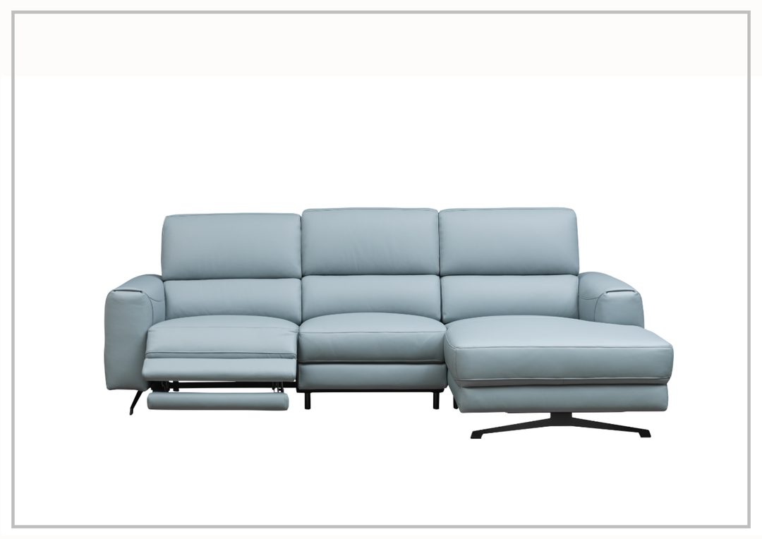 Klaussner Milano Blue Power Reclining Sectional Sofa with Adjustable Footrests