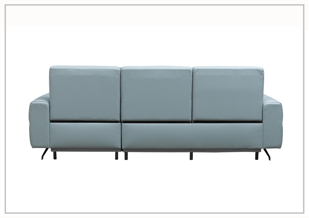 Klaussner Milano Blue Power Reclining Sectional Sofa with Adjustable Footrests