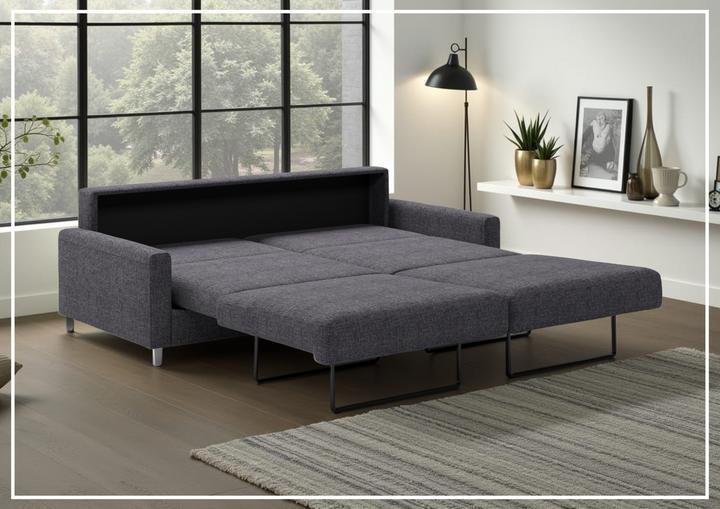 Nico King Sleeper Sofa | Fabric | Nest Mechanism | Walnut / Chrome Legs | Luonto