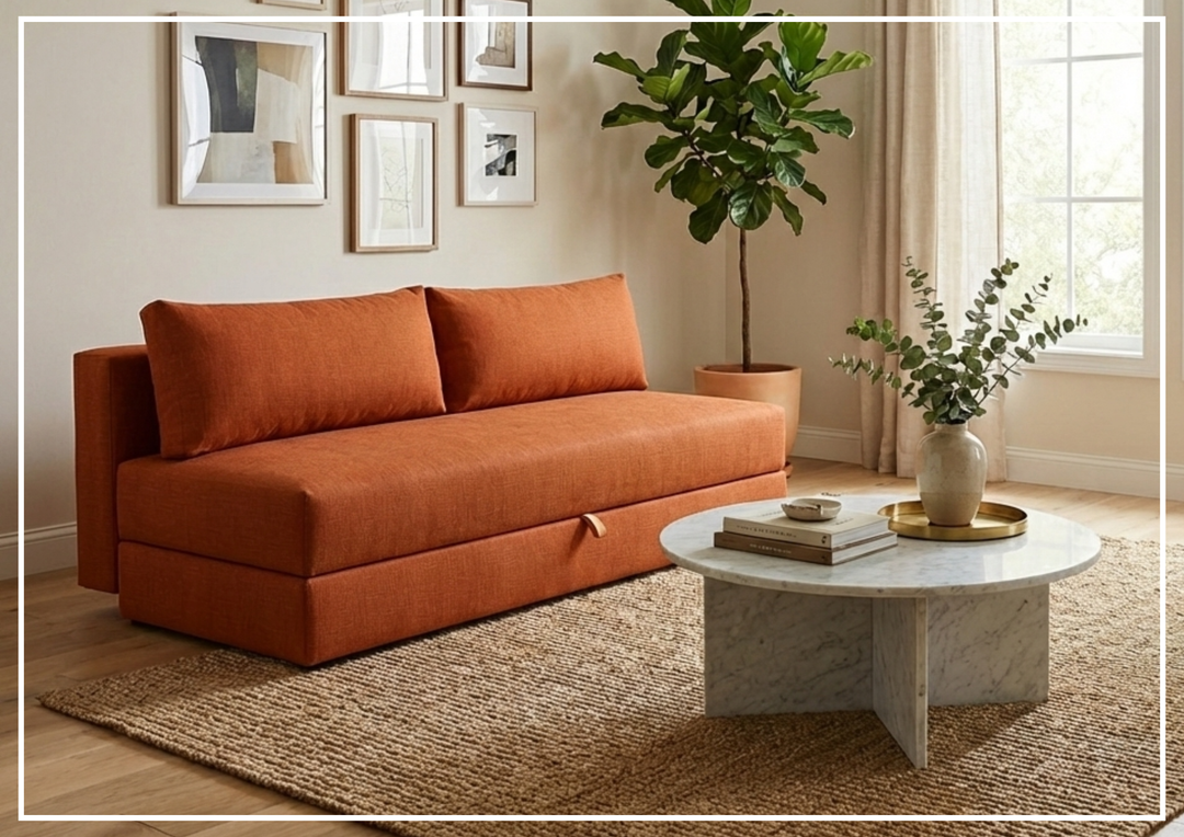 Osvald Two-Seater Fabric Sleeper Sofa Queen Sized Innovation Living