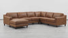 Hydeline Bella U-Shape Leather Sectional Sofa with Chaise in Brown