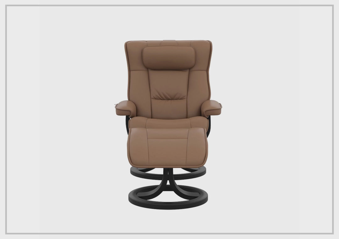 Regent R Leather Manual Recliner Chair |Swivel Based | Footstool | Fjords