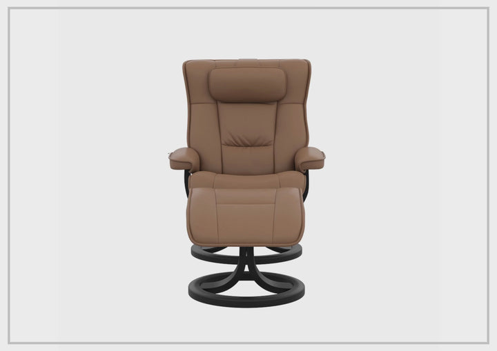 Regent R Leather Manual Recliner Chair |Swivel Based | Footstool | Fjords