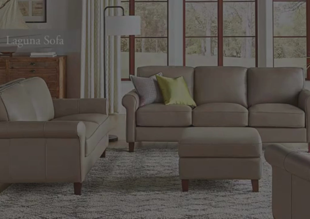 Laguna 3-Seater Leather Sofa with Elegant Rolled Arms