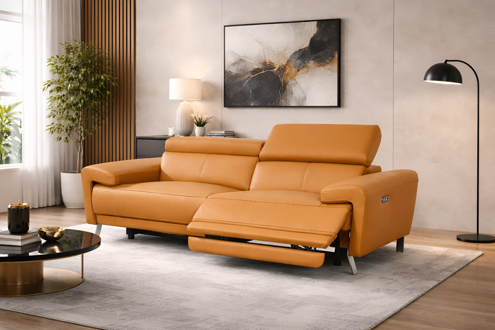 Klaussner Aura Leather Sofa and Loveseat With Power Motion Reclining