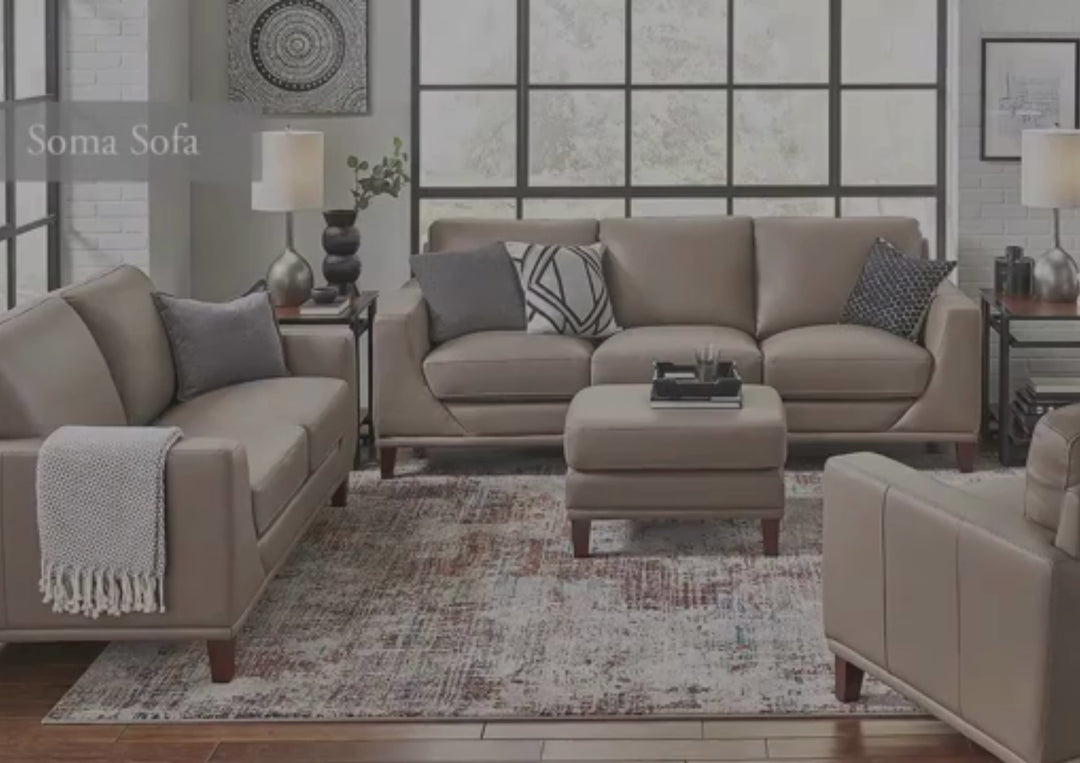 Hydeline Soma Leather Brown Loveseat Sofa