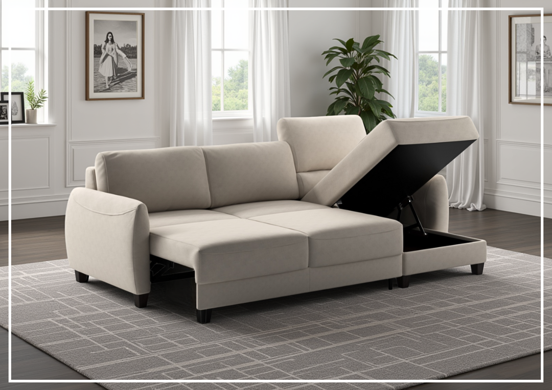 Luonto Delta Fabric Full XL Sectional Sofa Sleeper with Storage-Jennihome