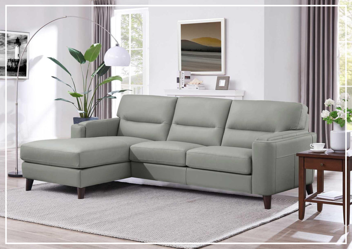 Elm L-Shape 3-Seater Leather Sectional Sofa with Modern Design-Jennihome