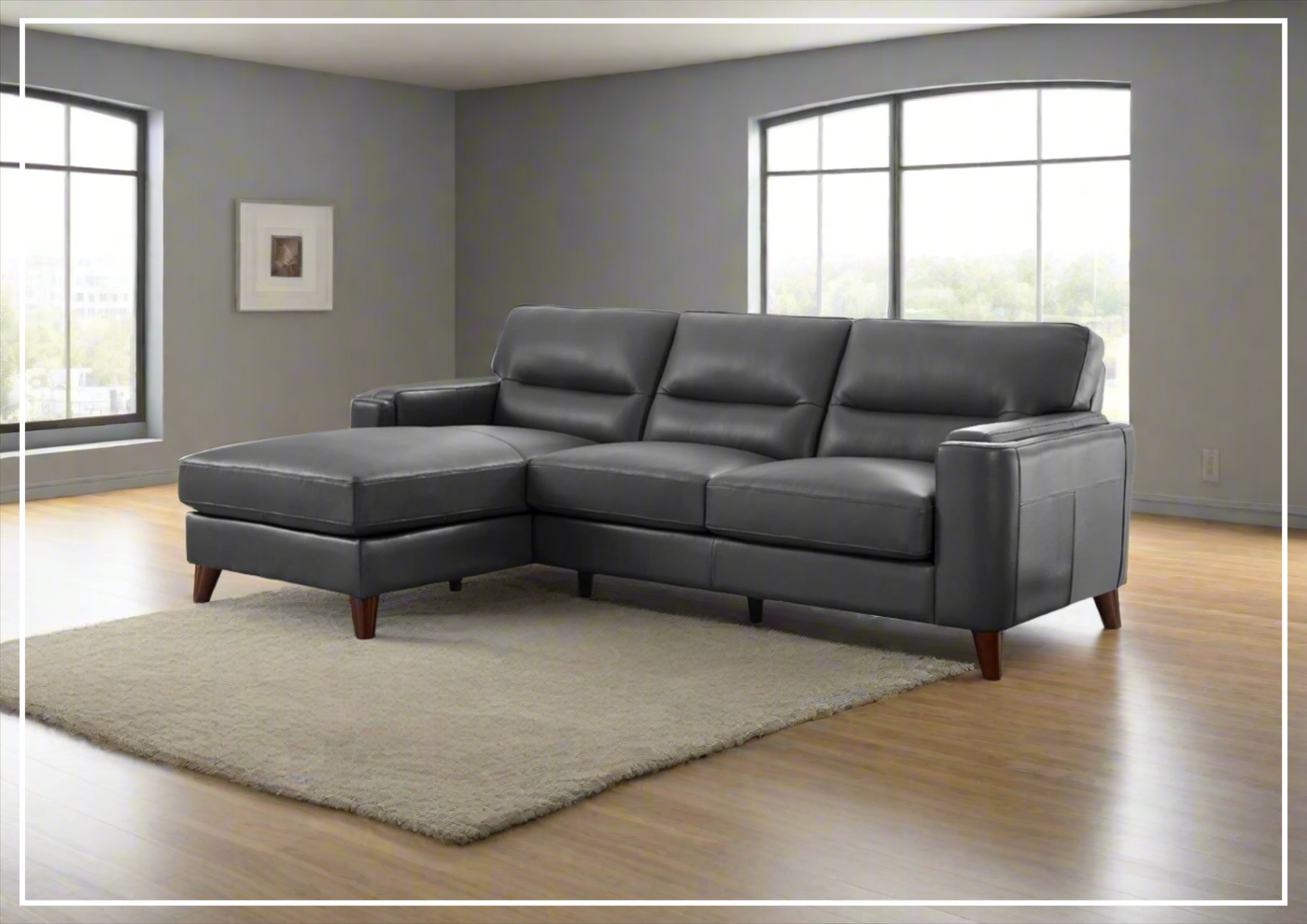 Elm L-Shape 3-Seater Leather Sectional Sofa with Modern Design-Jennihome