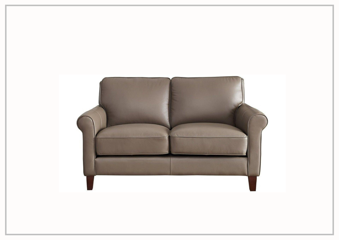 Laguna 2-Seater Leather Loveseat with Elegant Rolled Arms-Jennihome