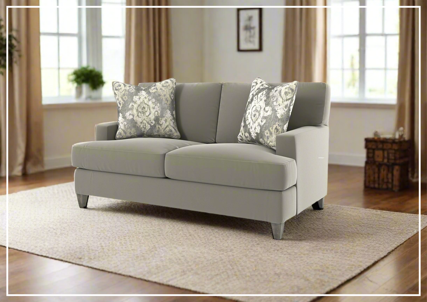 Bernhardt Mila Fabric Loveseat with Plush Feather Down Cushions