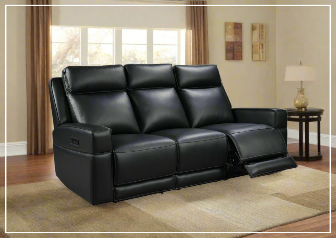 Gio Italia Vault Black Leather 3-Seater Power Reclining Sofa-Jennihome