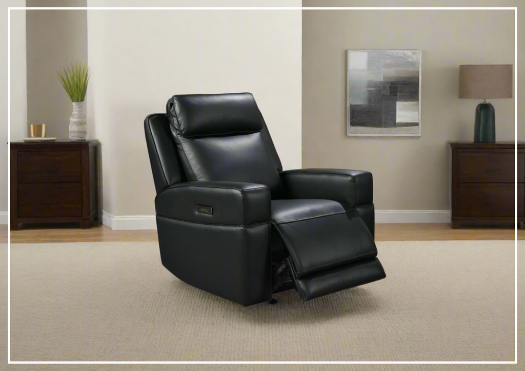 Gio Italia Vault Black Leather Recliner Chair-Jennihome