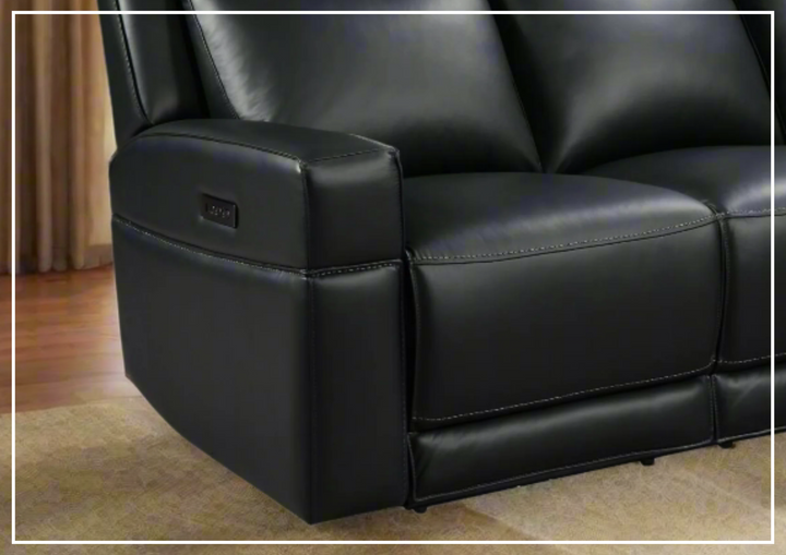 Gio Italia Vault Black Leather 3-Seater Power Reclining Sofa-Jennihome