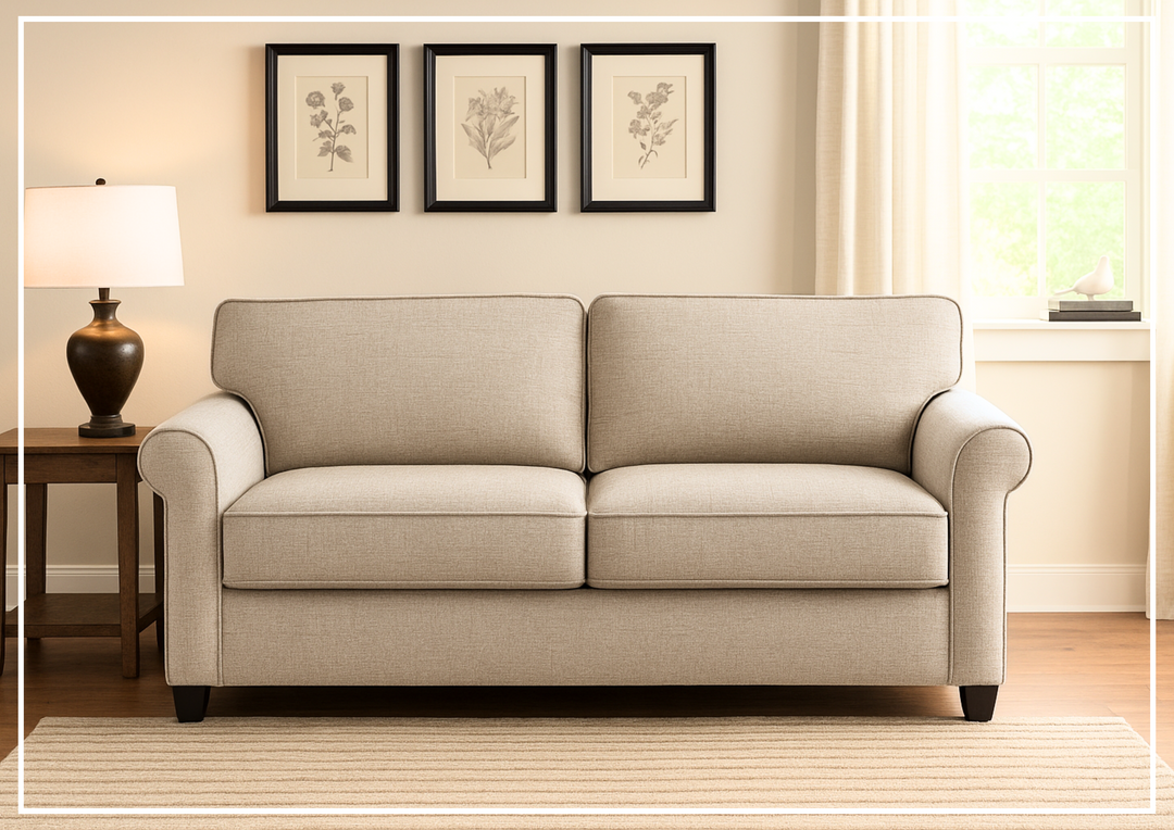 Willow Queen Fabric Sleeper | Hybrid Deluxe Mechanism | Rolled Arms | Luonto-Jennihome